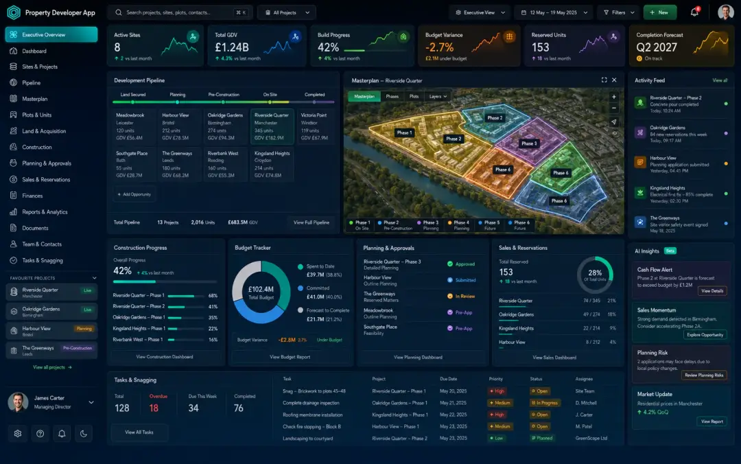 Property Developer Site — product screen