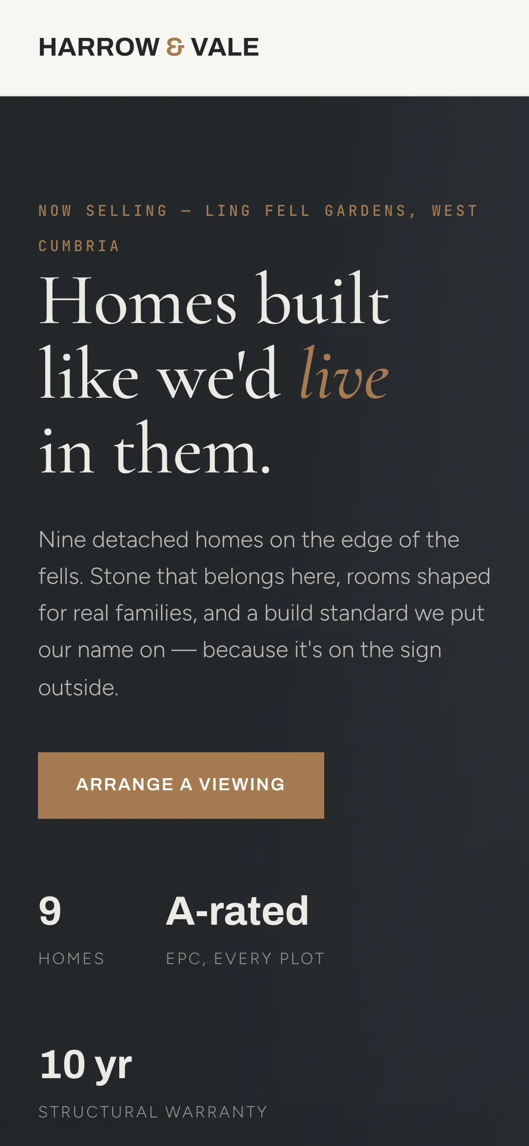 Residential developments website — mobile capture