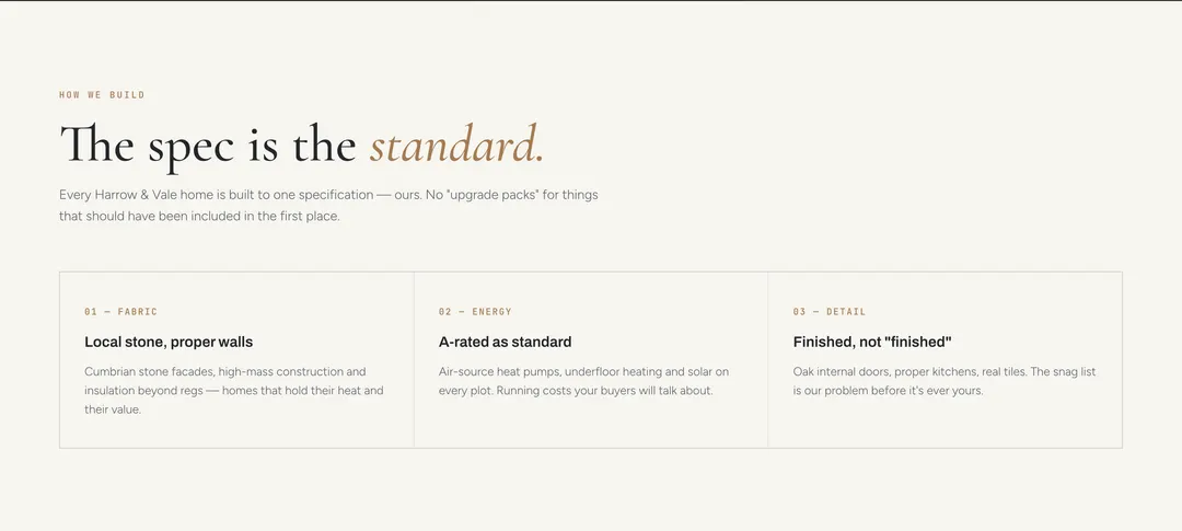 Residential developments website — Build standards, told straight
