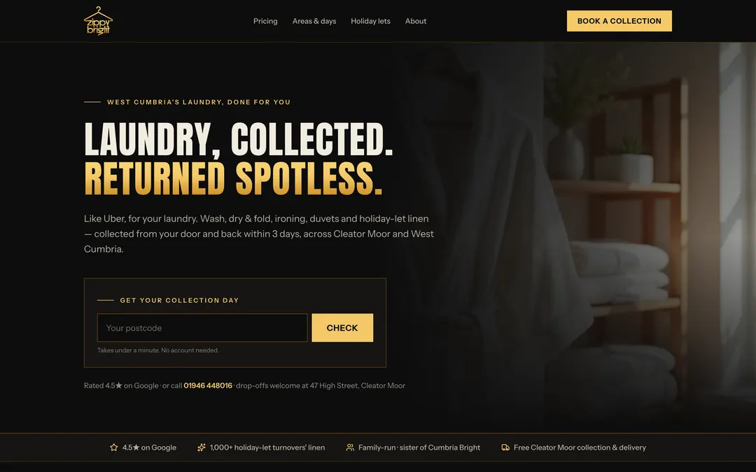 Commercial laundry — brand & site — captured hero